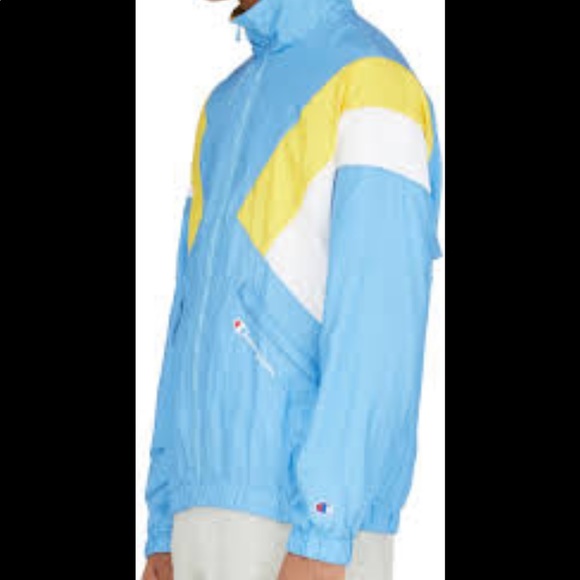 Champion Nylon Full Zip Warm Up Jacket Blue/Sunny Yellow/White size XL - Picture 16 of 16